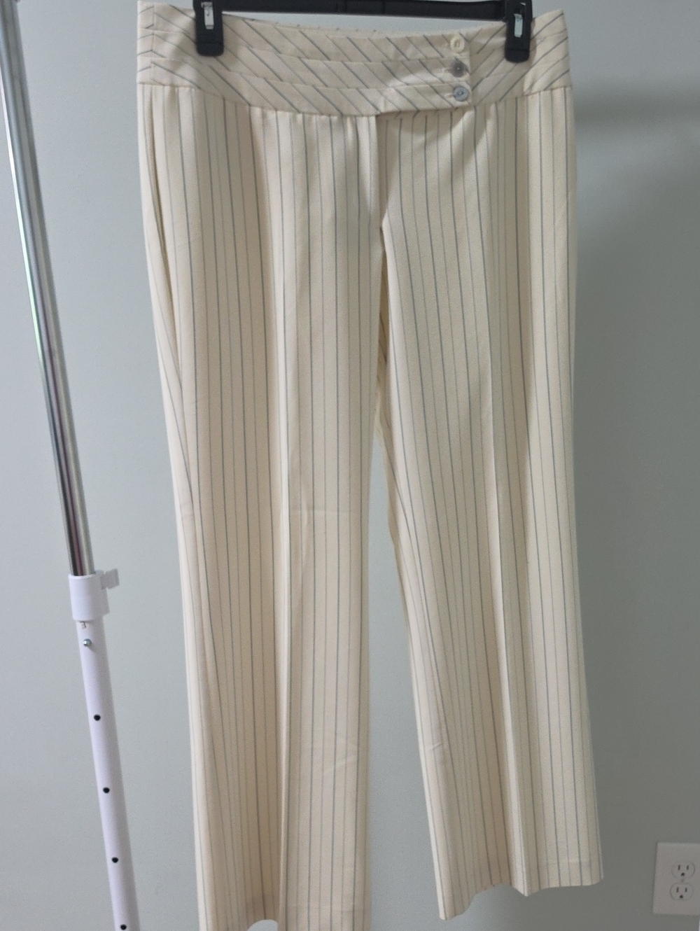White House Black Market Cream Pinstripe Wide-Leg Dress Pants - Picture 1 of 7